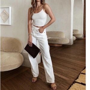 AGOLDE Crisscross Straight High Rise Denim Button Fly Jeans White Size 33 NWT
